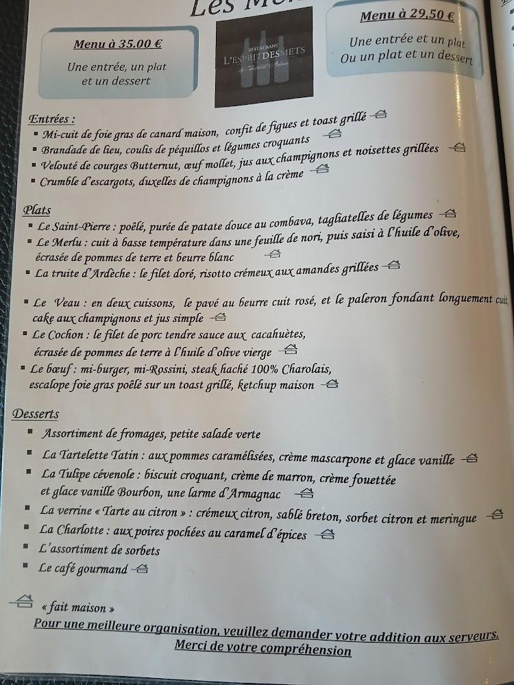 L'Esprit des Mets - Menu Image 1